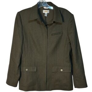 Talbots Blazer Wool Blend Stretch Career Layering Jacket Classic‎ Olive Green  8